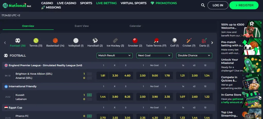 nationalbet live betting